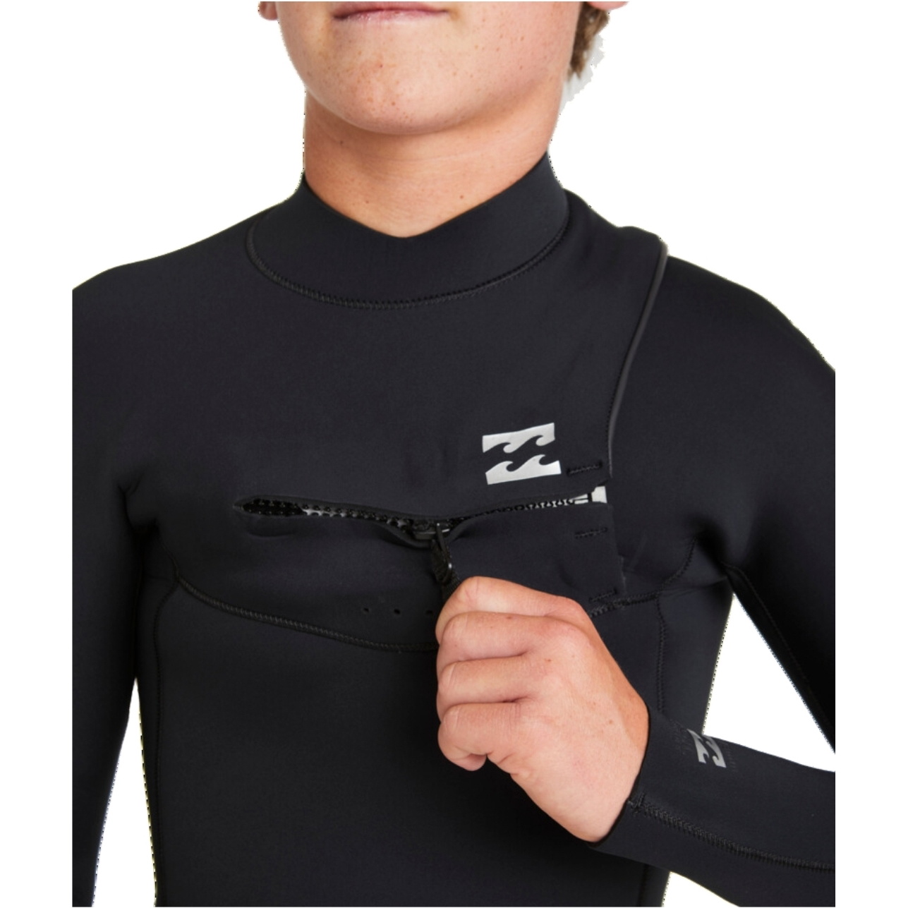 2024 Billabong Enfants Foil 5/4mm Chest Zip Combinaison Néoprène ABBW100156 - Black